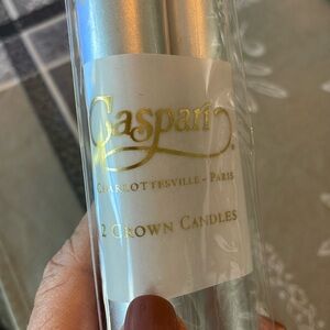 2 Silver candles 10” Caspari NWT